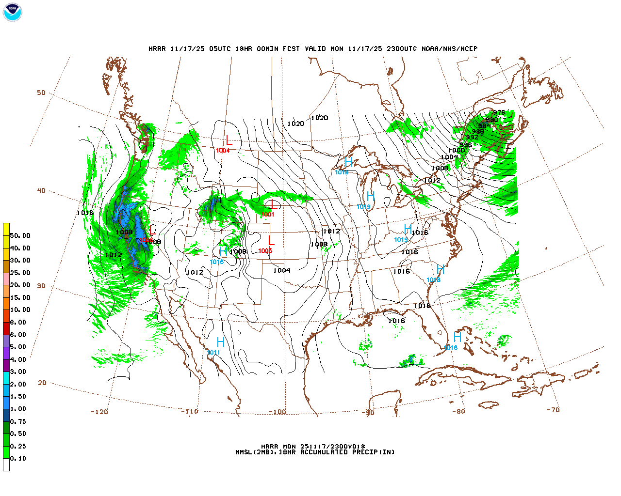 Click to enlarge the hourly precipitation forecast Latest 18 hour total precipitation forecast
