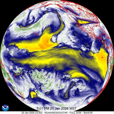 32 hour time lapse of satellite measured water vapor ahead of weekend snow and an arctic intrusion