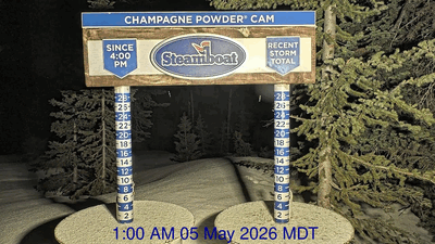 16 " of snow fell in the 18 hours from 1 am -7 pm Tuesday, 5 May 2026 at the top of Sunshine Peak at 10,384&rsquo; 