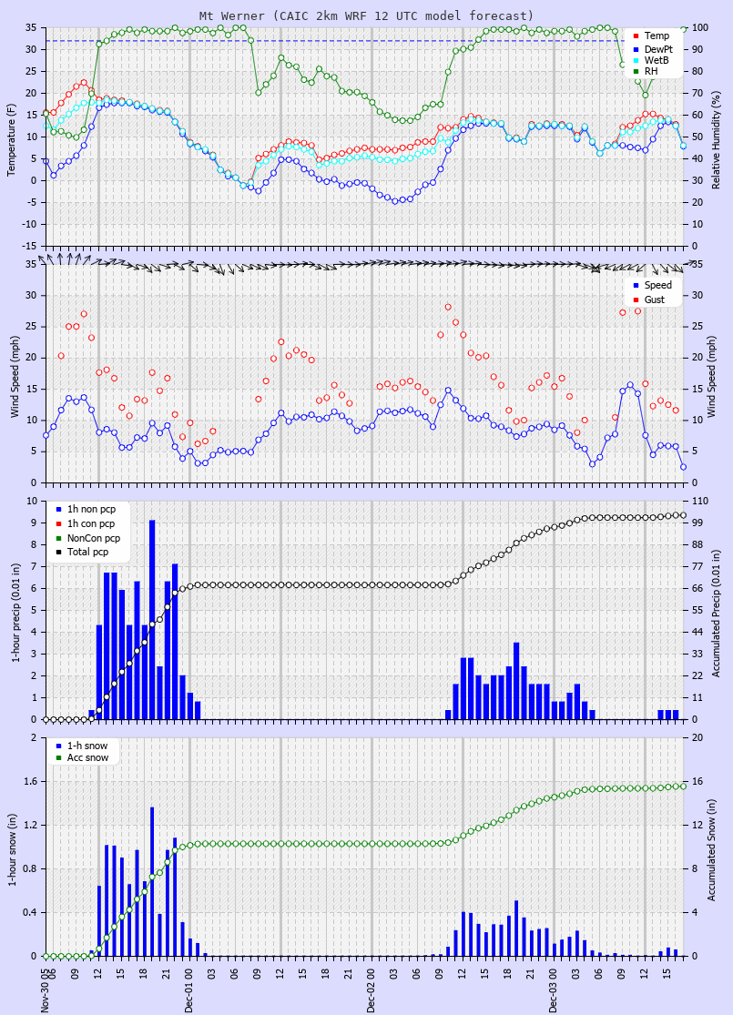Latest CAIC point forecast