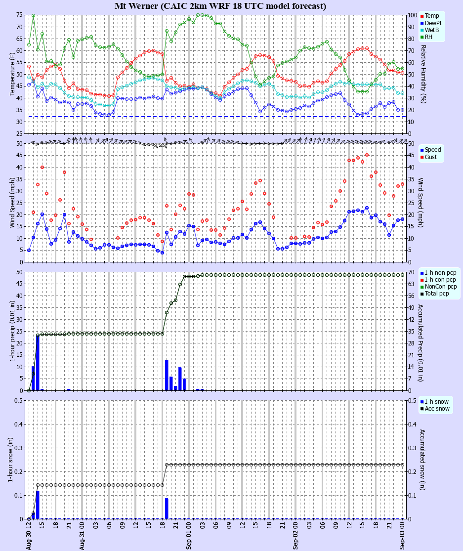 Latest CAIC point forecast