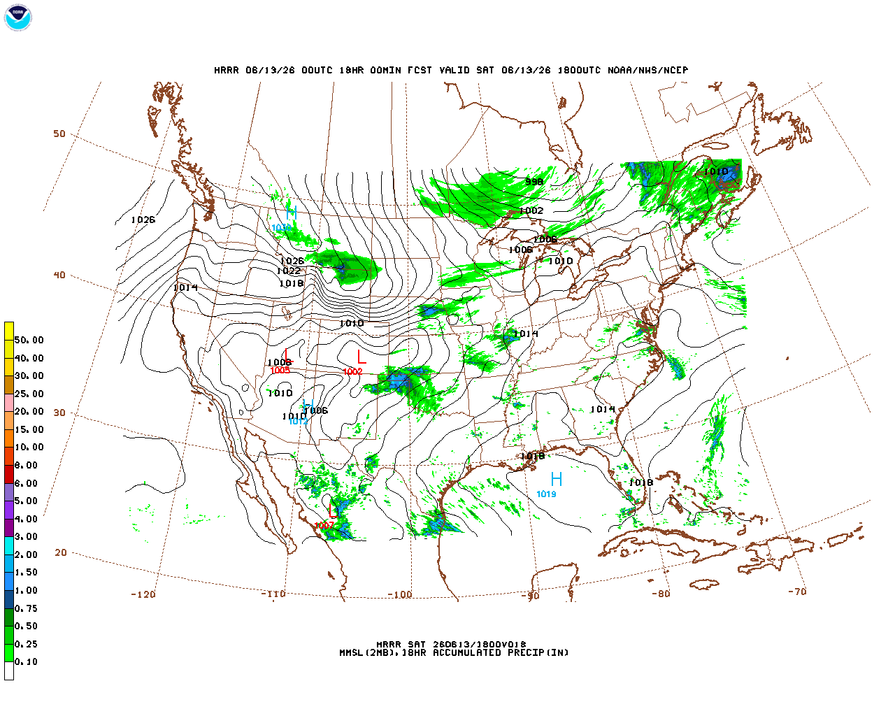 Click to enlarge the hourly precipitation forecast Latest 18 hour total precipitation forecast