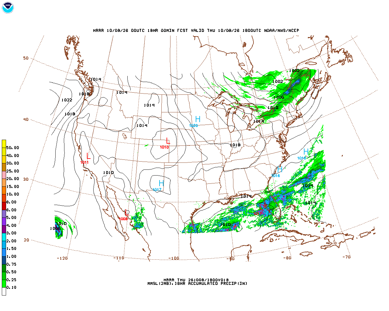 Click to enlarge the hourly precipitation forecast Latest 18 hour total precipitation forecast