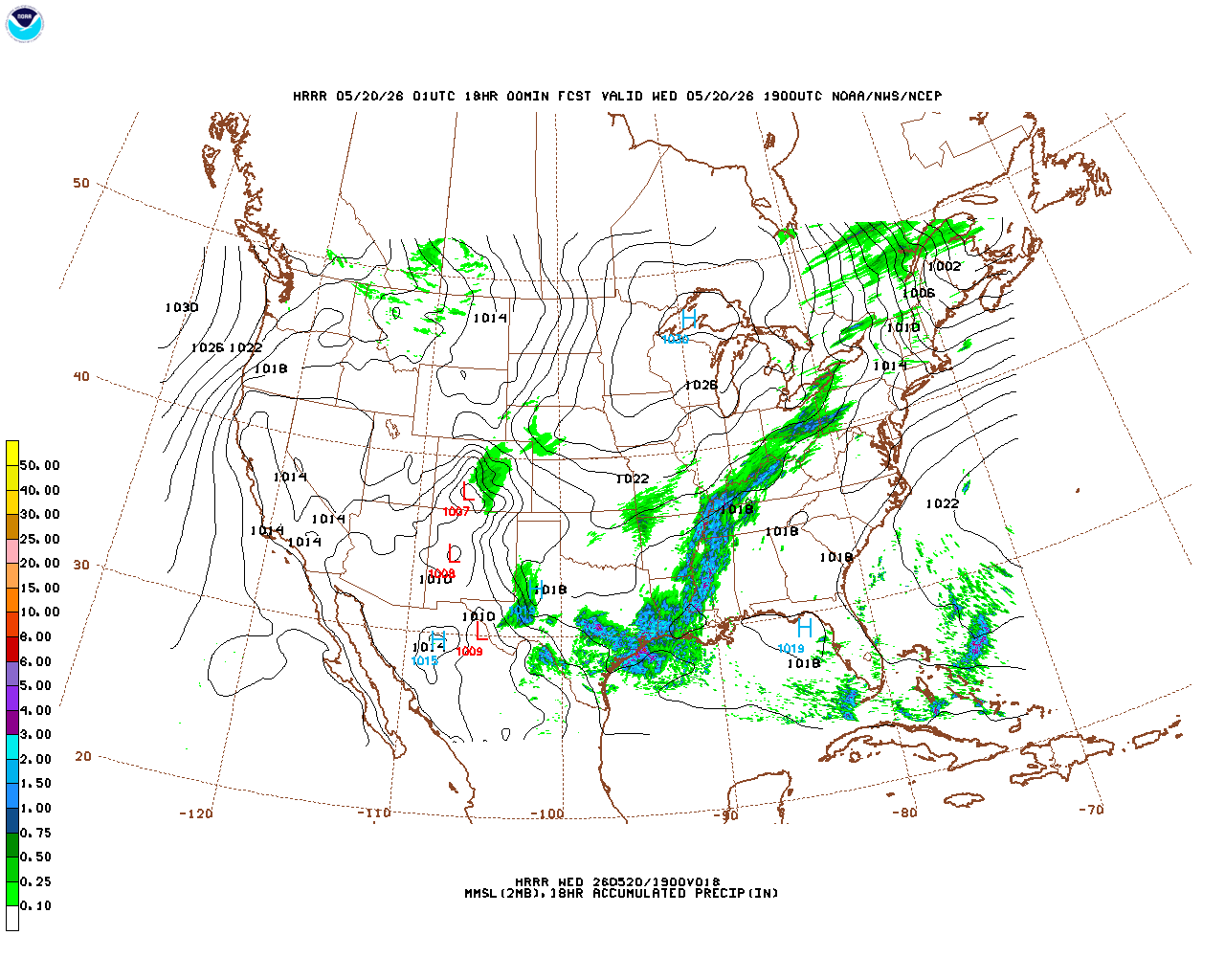 Latest 18 hour total precipitation forecast