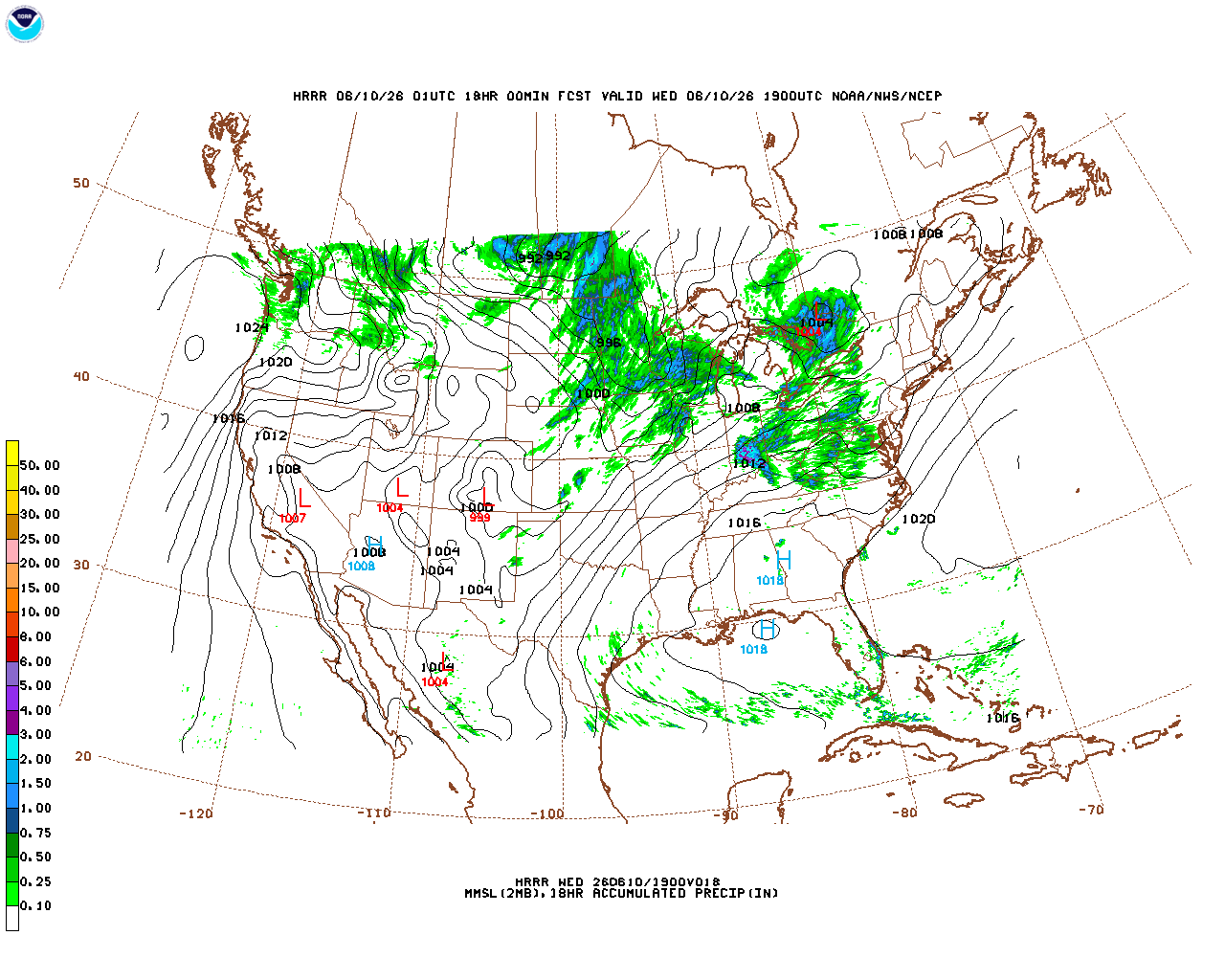 Click to enlarge the hourly precipitation forecast Latest 18 hour total precipitation forecast