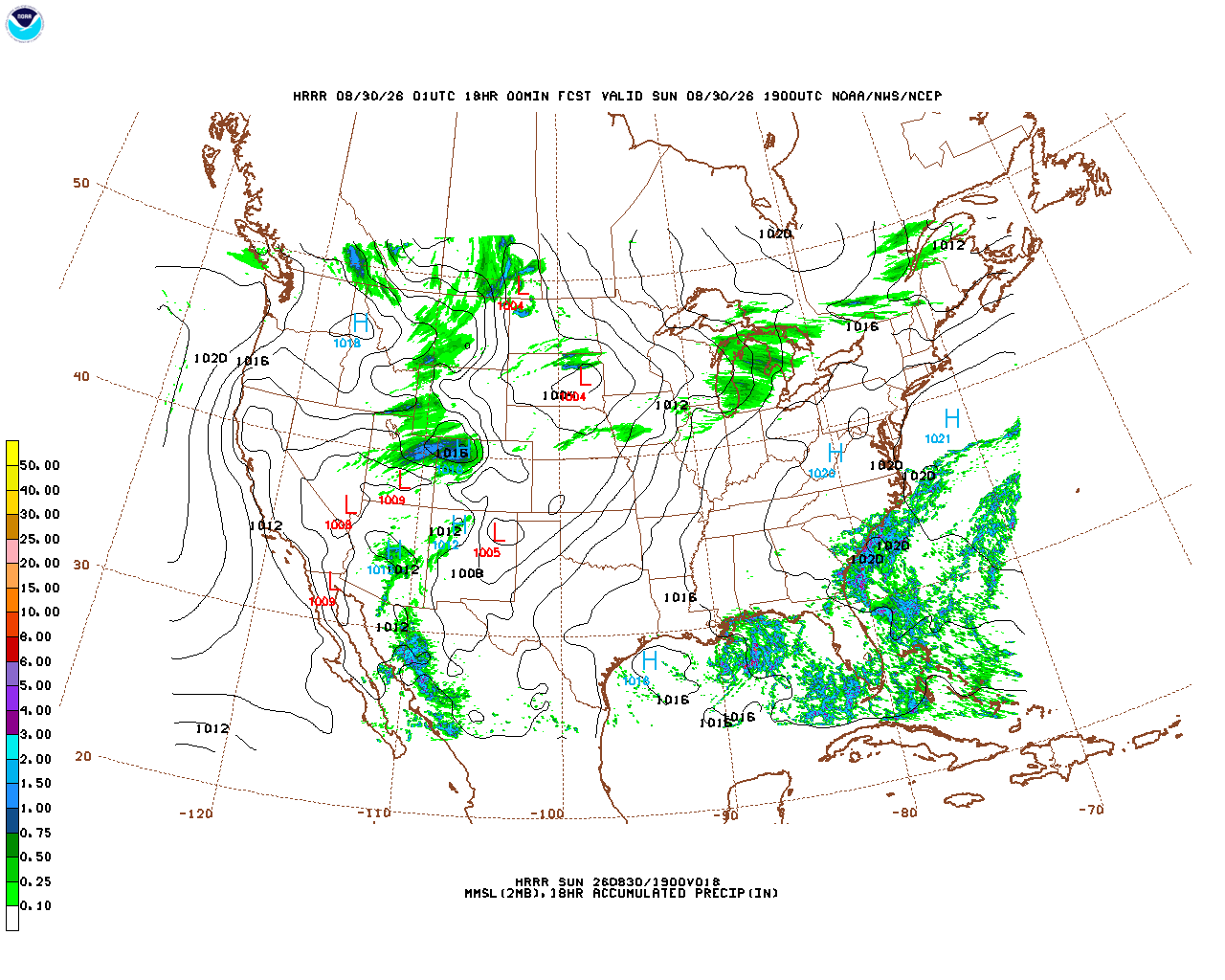 Click to enlarge the hourly precipitation forecast Latest 18 hour total precipitation forecast