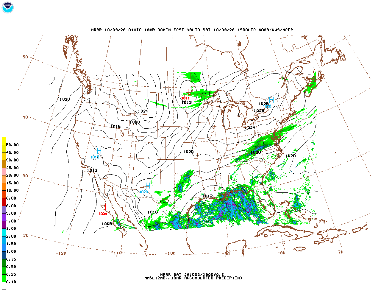 Click to enlarge the hourly precipitation forecast Latest 18 hour total precipitation forecast