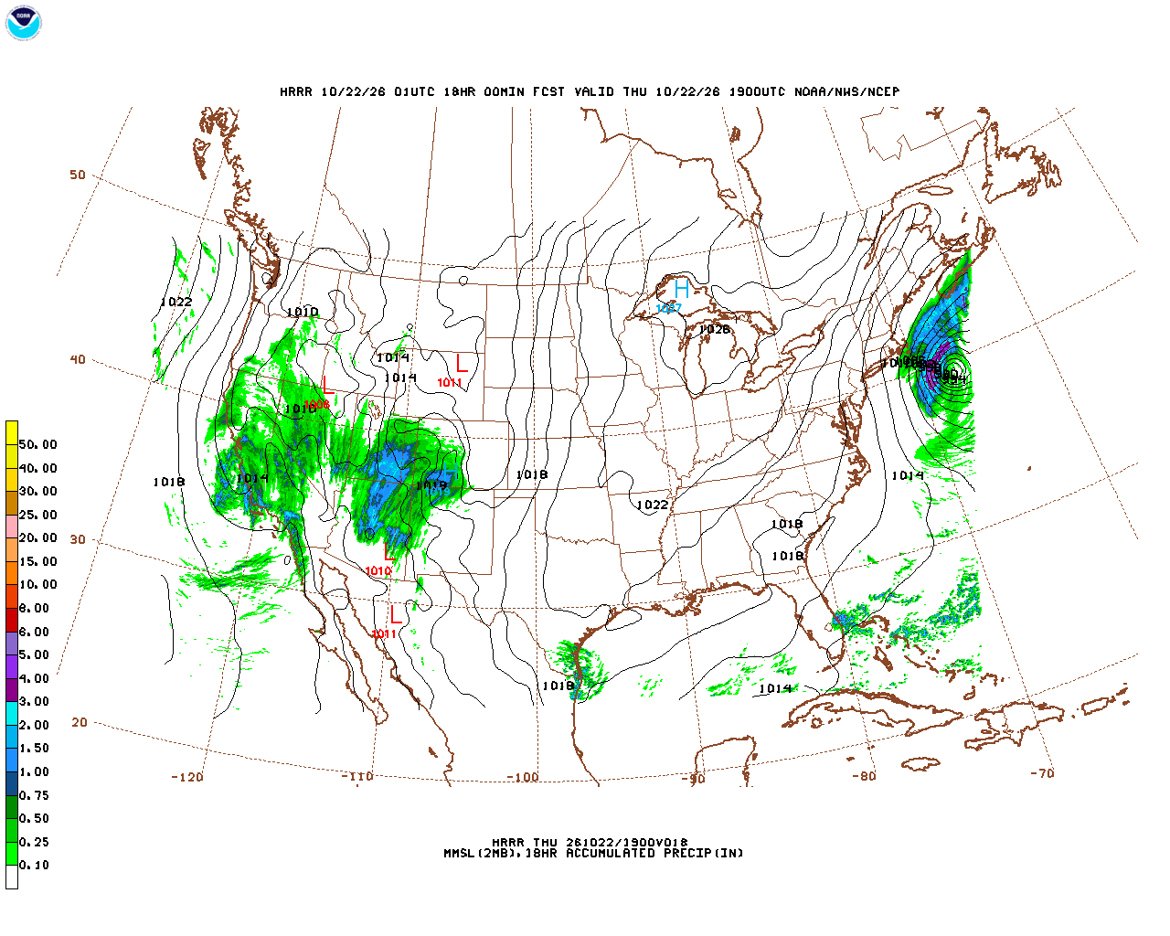 Latest 18 hour total precipitation forecast
