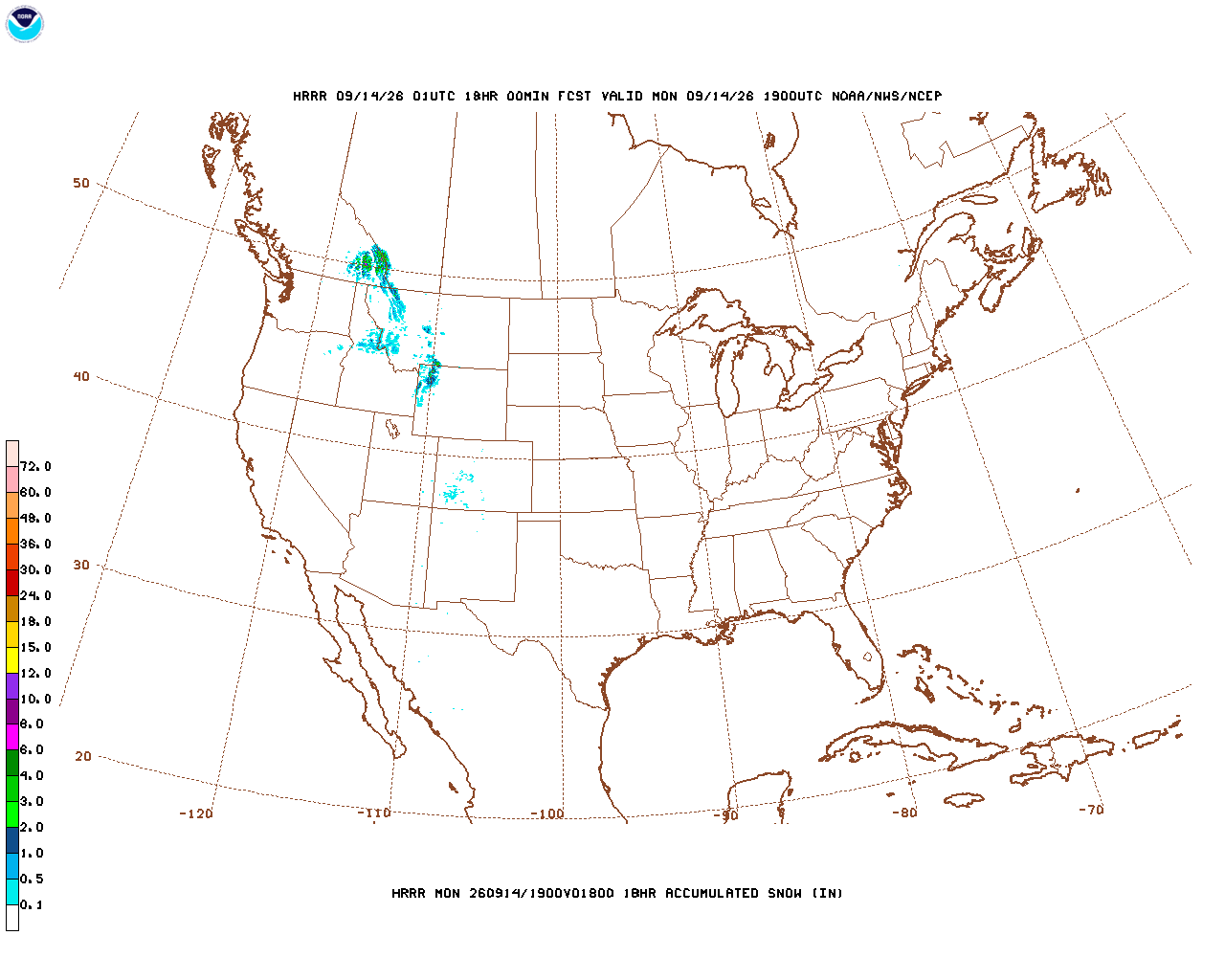 Latest 18 hour total precipitation forecast