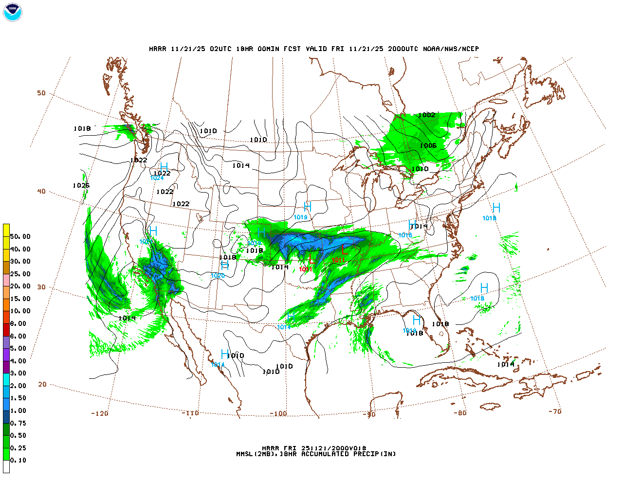 Latest 18 hour total precipitation forecast