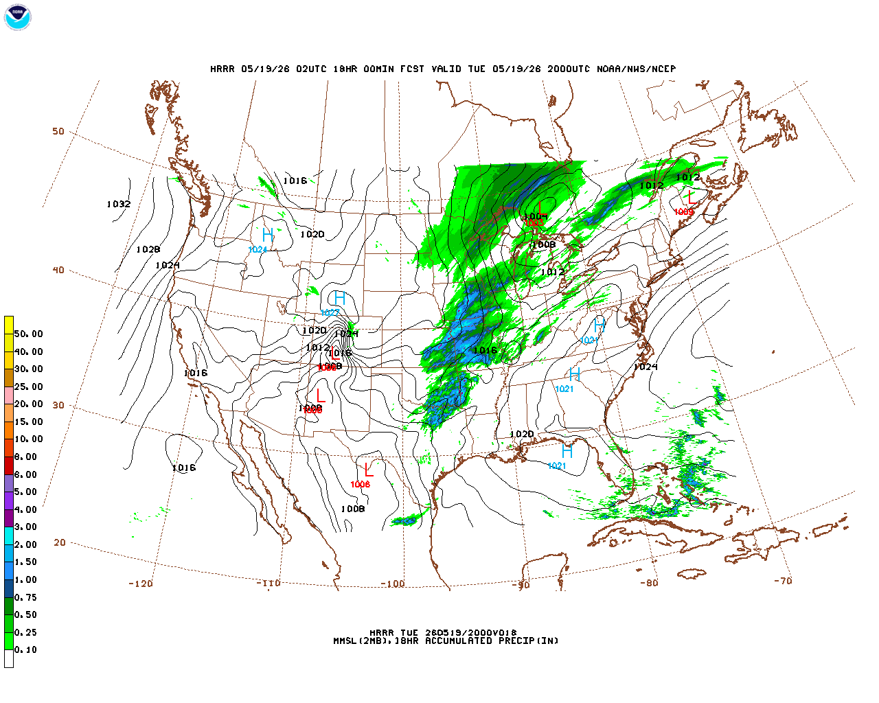 Latest 18 hour total precipitation forecast