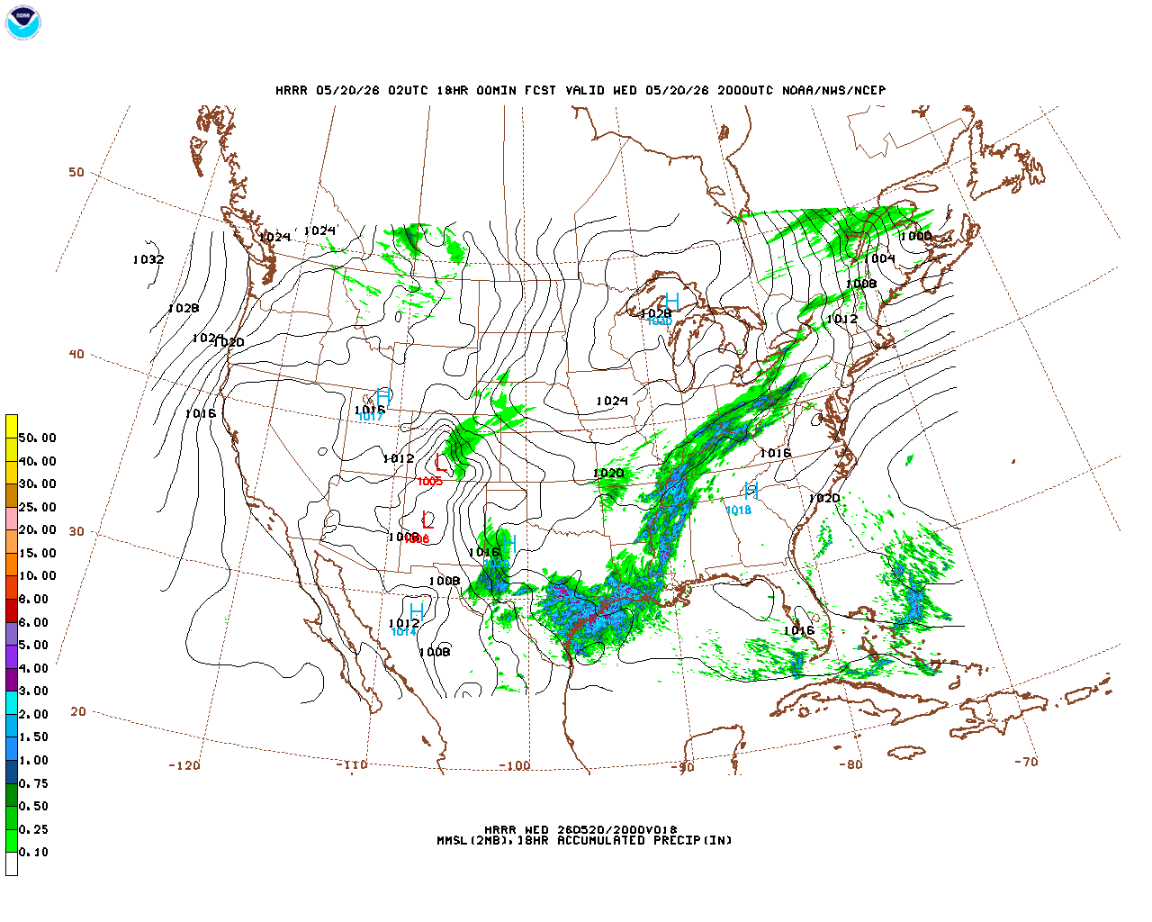 Latest 18 hour total precipitation forecast
