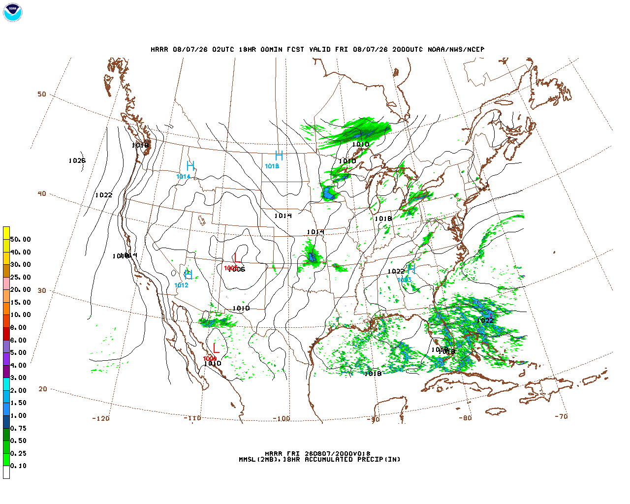 Click to enlarge the hourly precipitation forecast Latest 18 hour total precipitation forecast