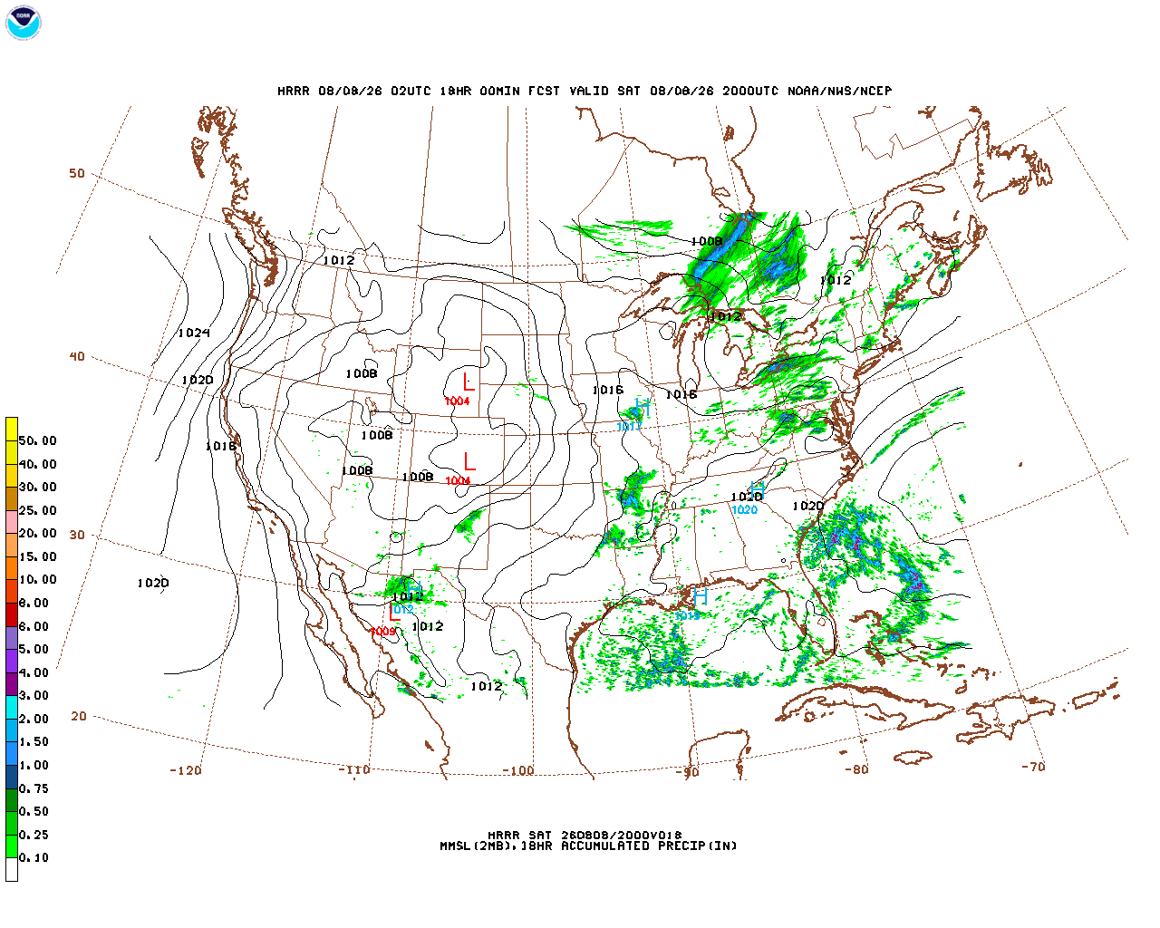 Click to enlarge the hourly precipitation forecast Latest 18 hour total precipitation forecast