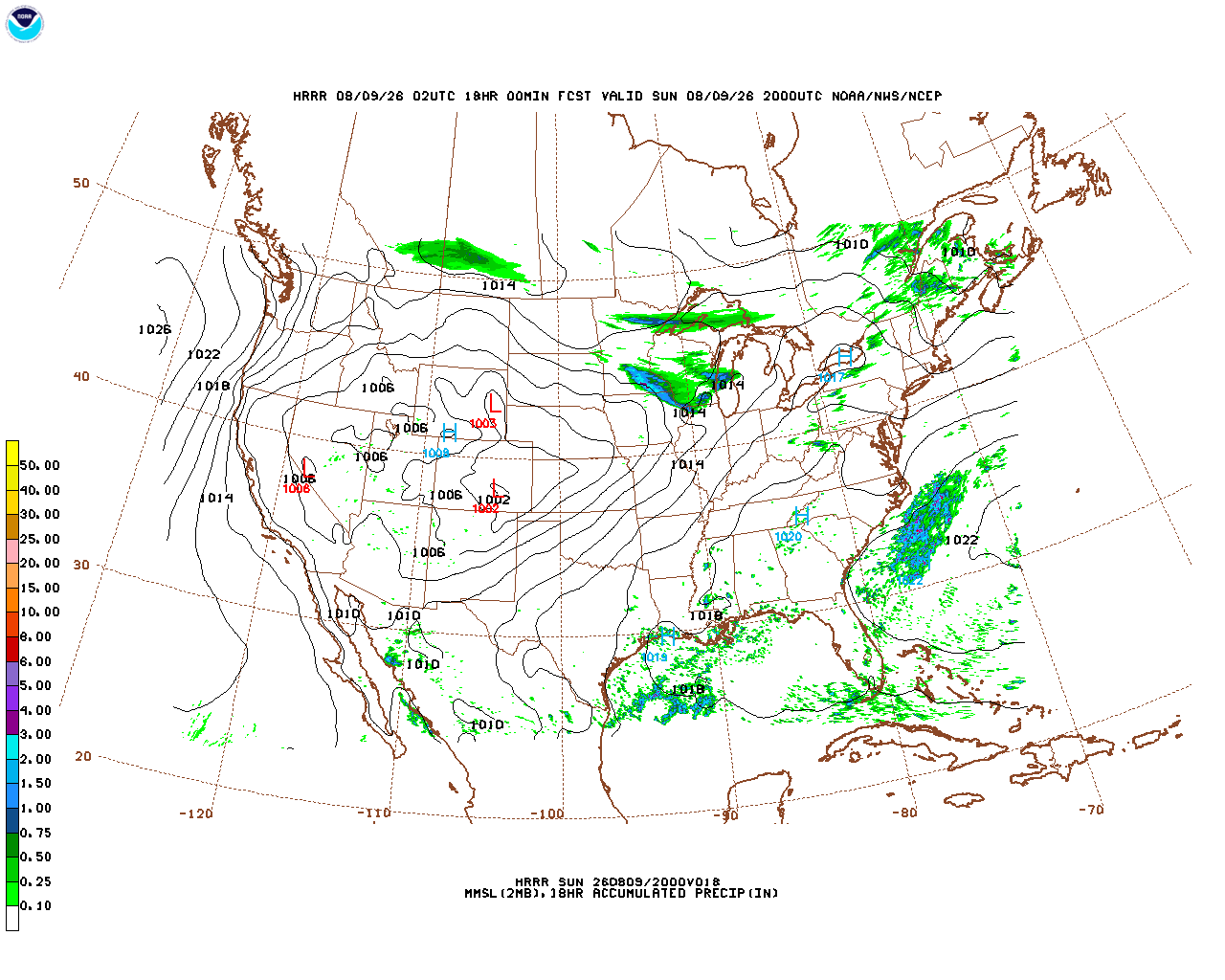 Latest 18 hour total precipitation forecast