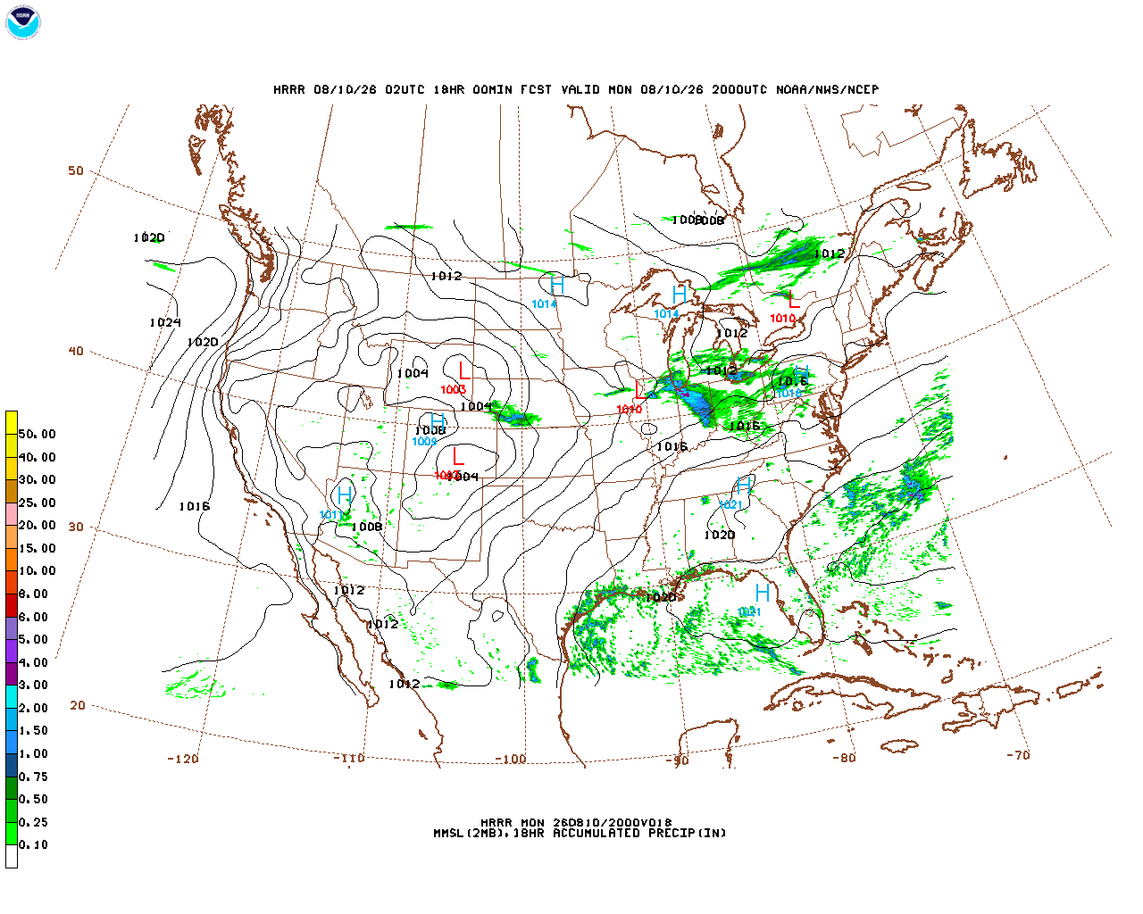 Click to enlarge the hourly precipitation forecast Latest 18 hour total precipitation forecast