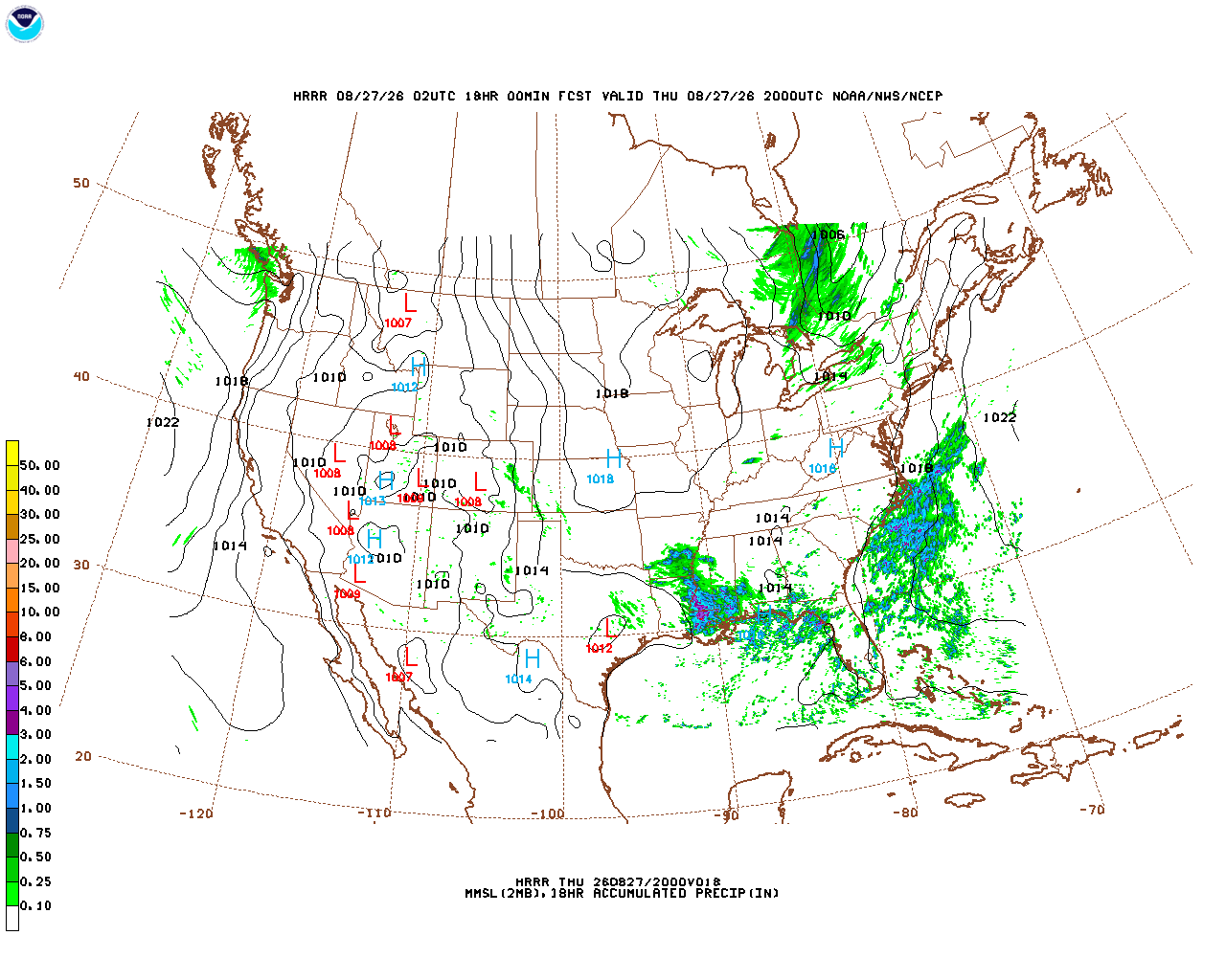 Click to enlarge the hourly precipitation forecast Latest 18 hour total precipitation forecast
