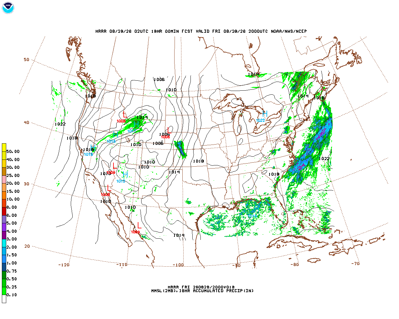 Click to enlarge the hourly precipitation forecast Latest 18 hour total precipitation forecast