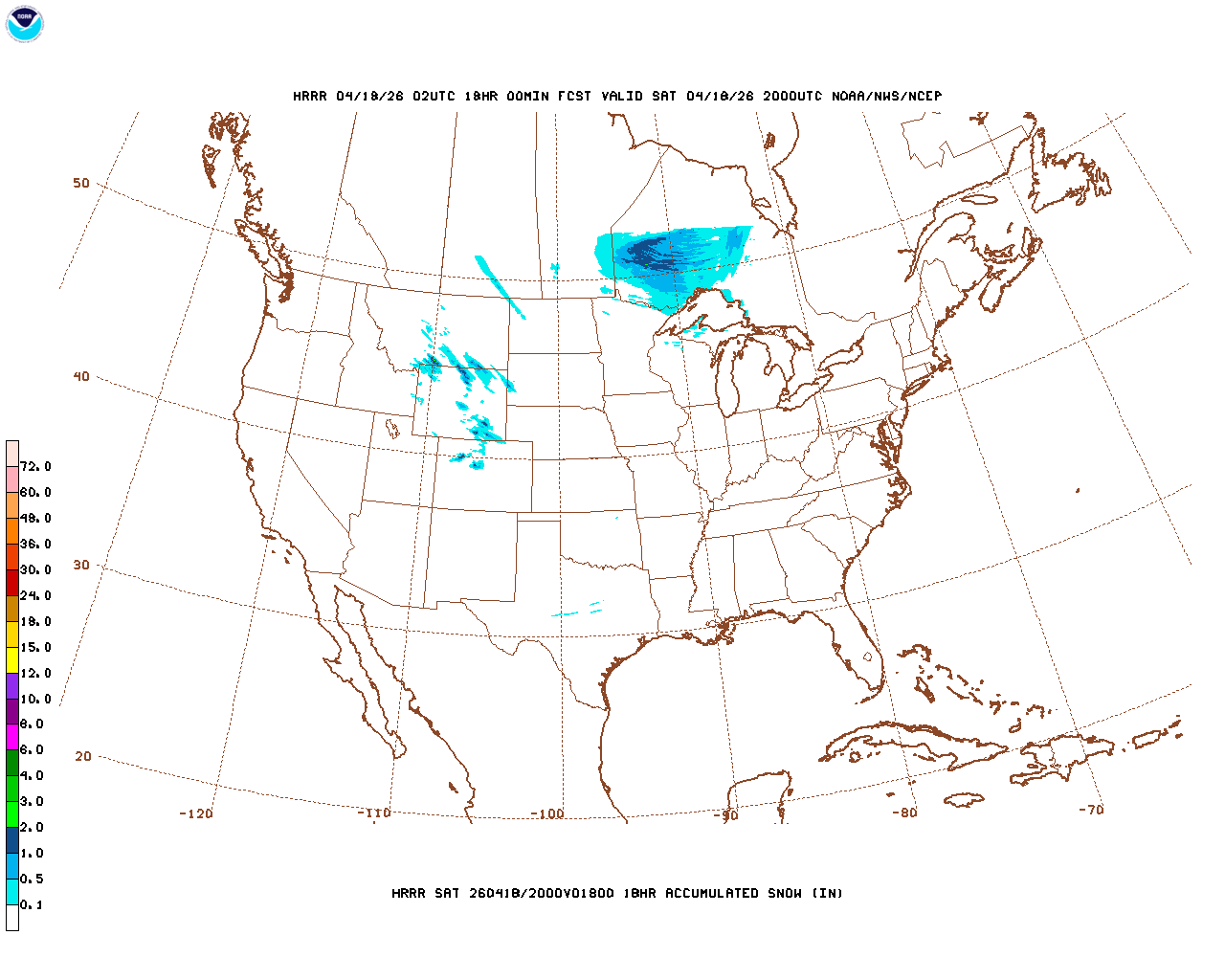 Latest 18 hour total precipitation forecast