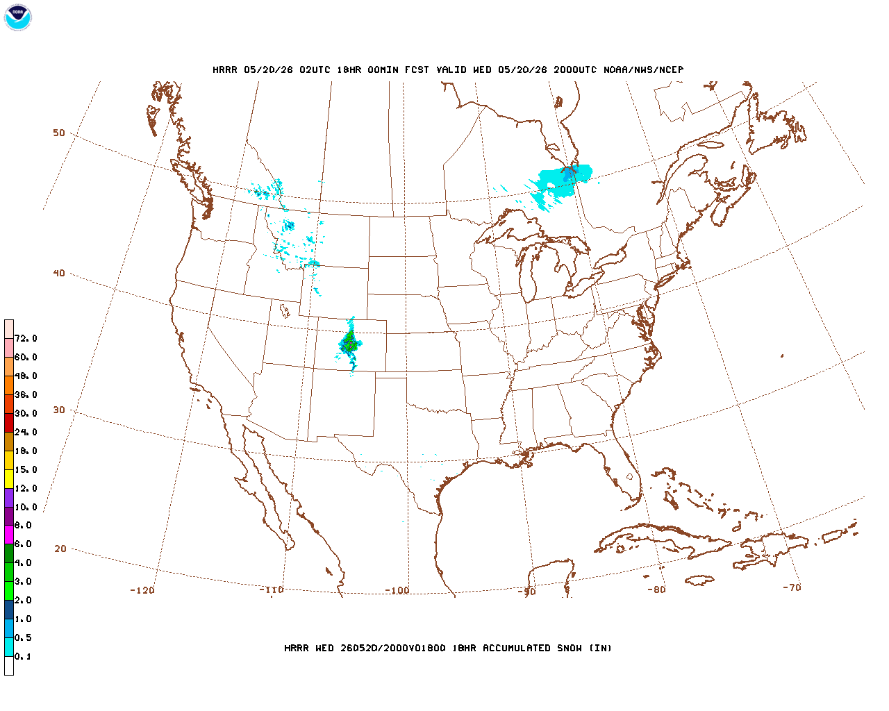 Latest 18 hour total precipitation forecast