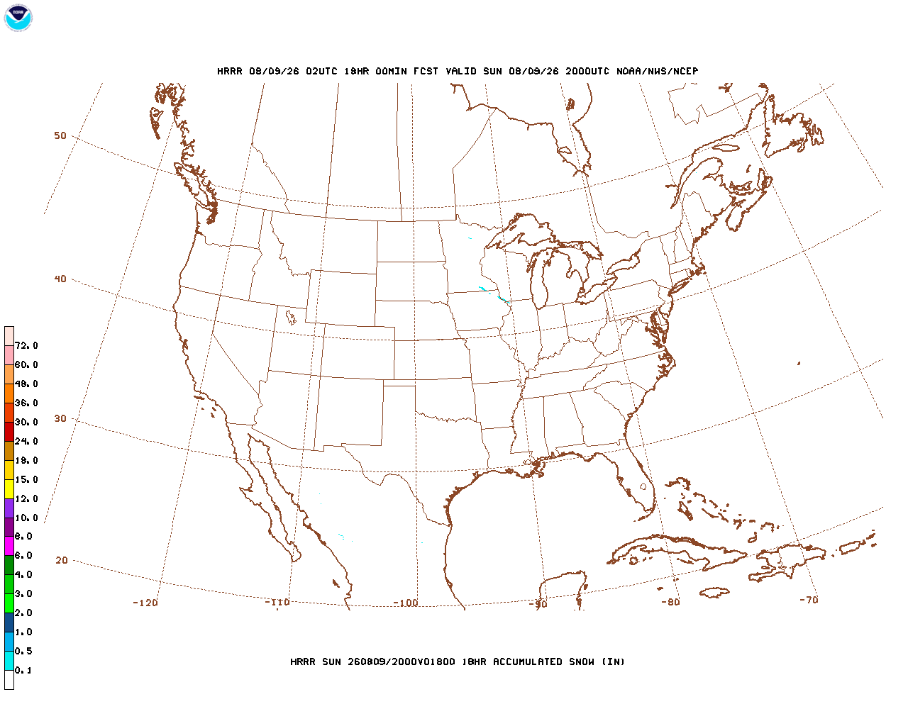 Latest 18 hour total precipitation forecast