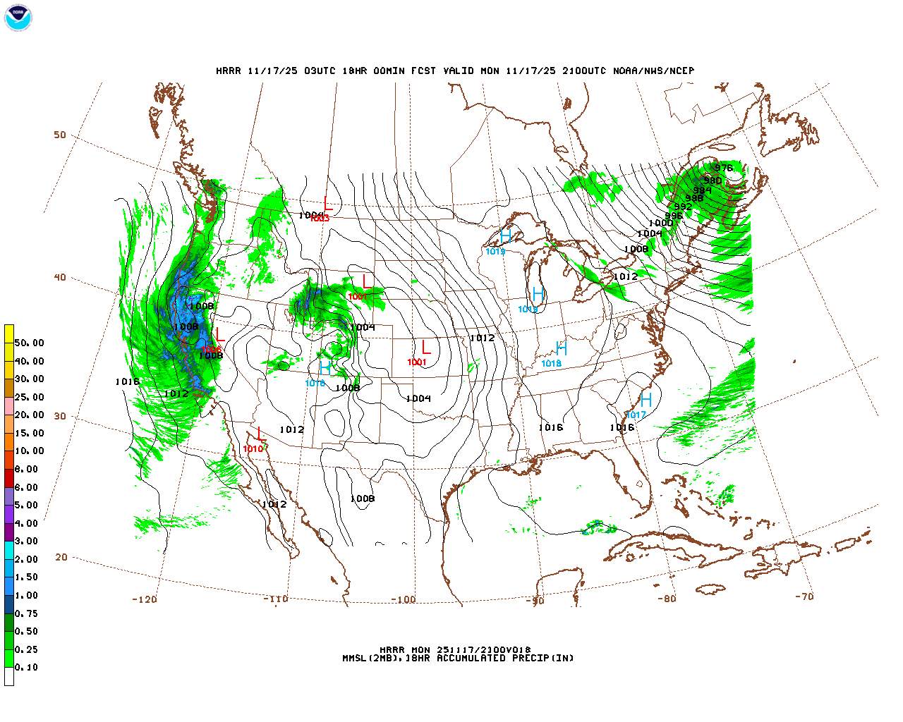 Click to enlarge the hourly precipitation forecast Latest 18 hour total precipitation forecast