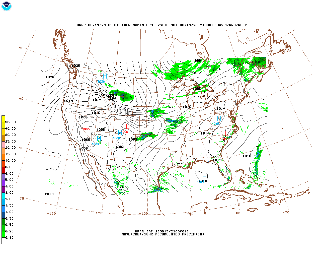 Click to enlarge the hourly precipitation forecast Latest 18 hour total precipitation forecast