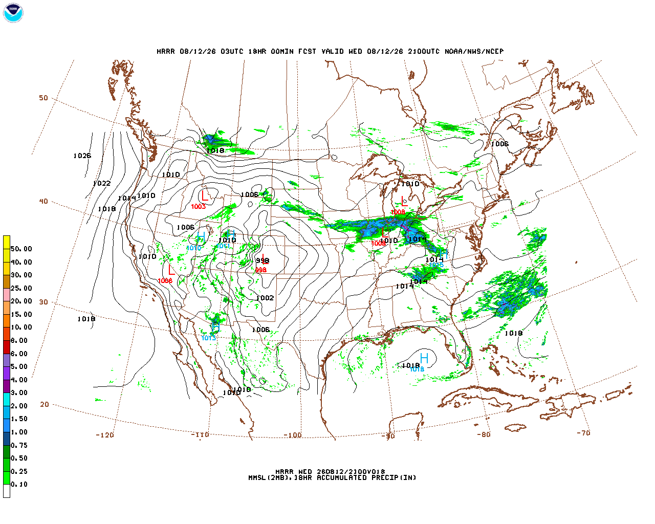 Click to enlarge the hourly precipitation forecast Latest 18 hour total precipitation forecast