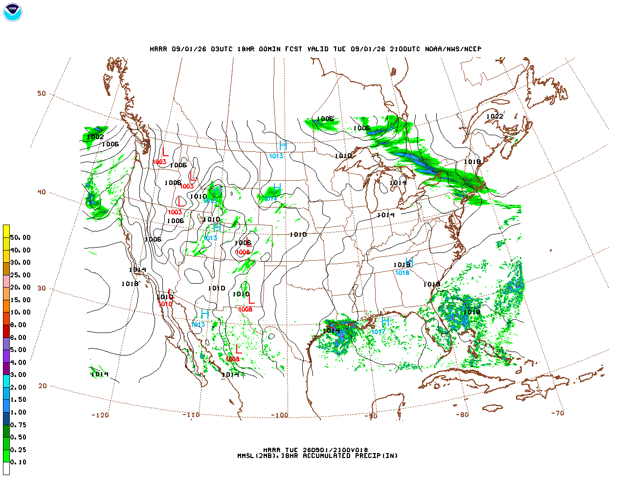 Latest 18 hour total precipitation forecast