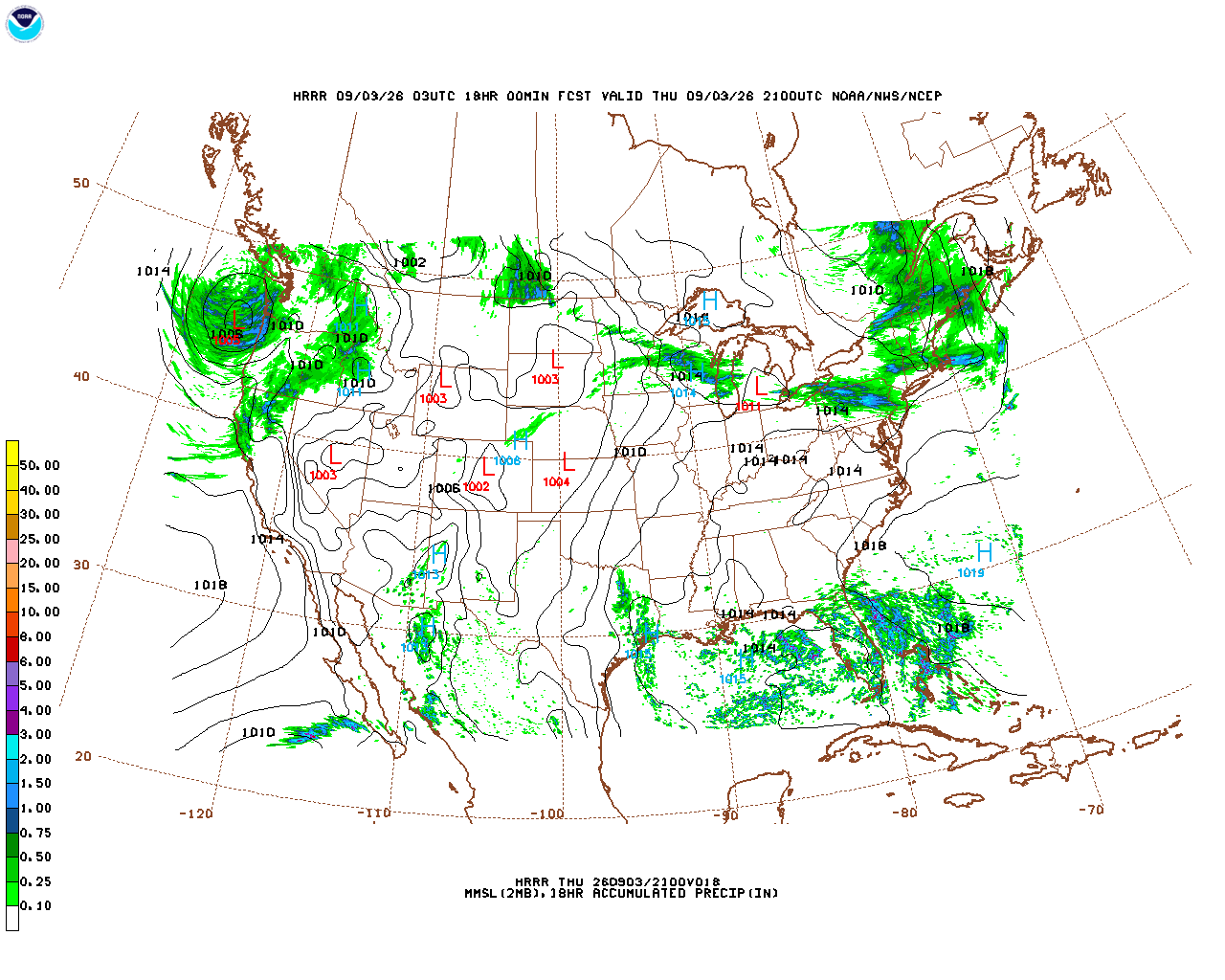 Click to enlarge the hourly precipitation forecast Latest 18 hour total precipitation forecast