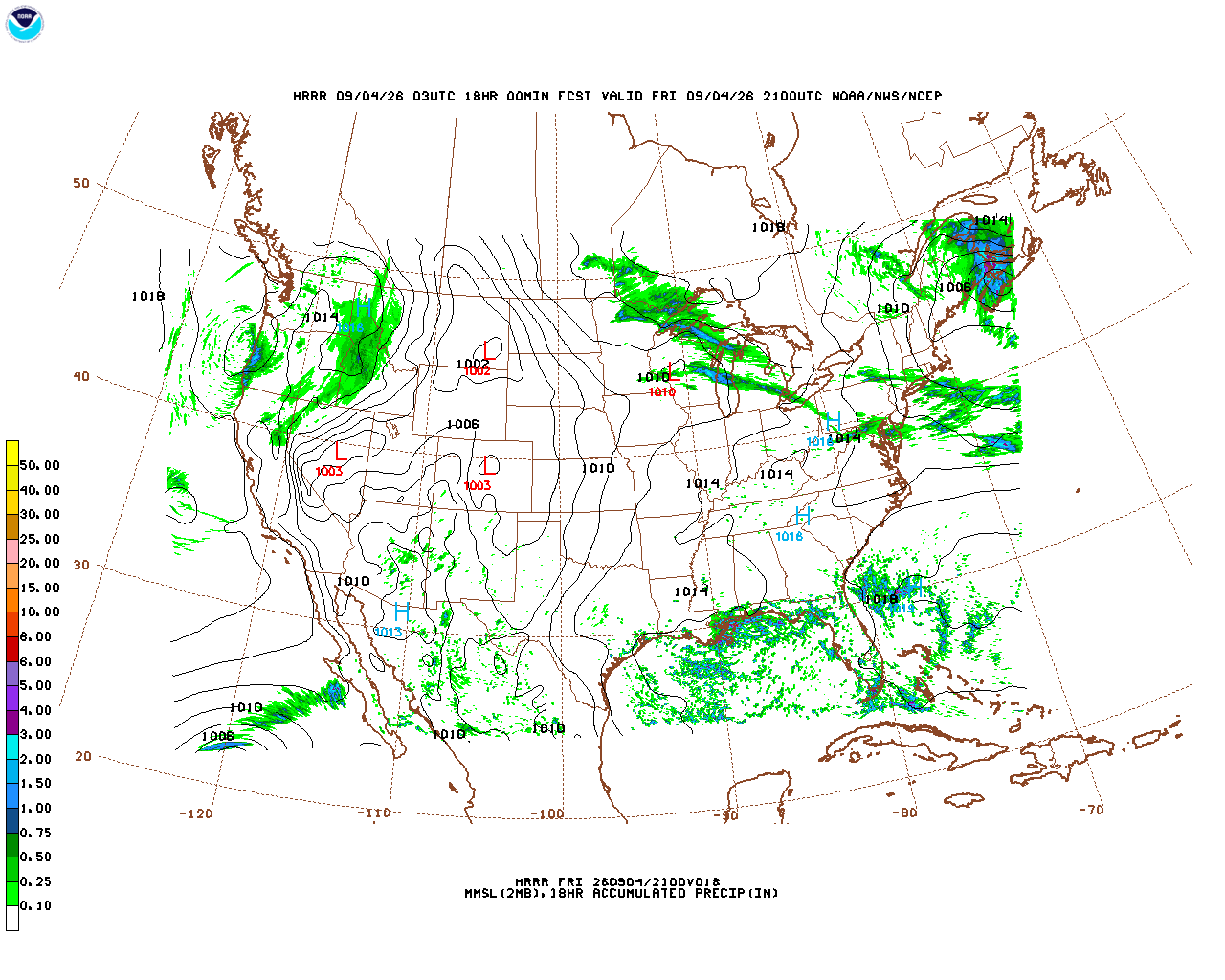Click to enlarge the hourly precipitation forecast Latest 18 hour total precipitation forecast