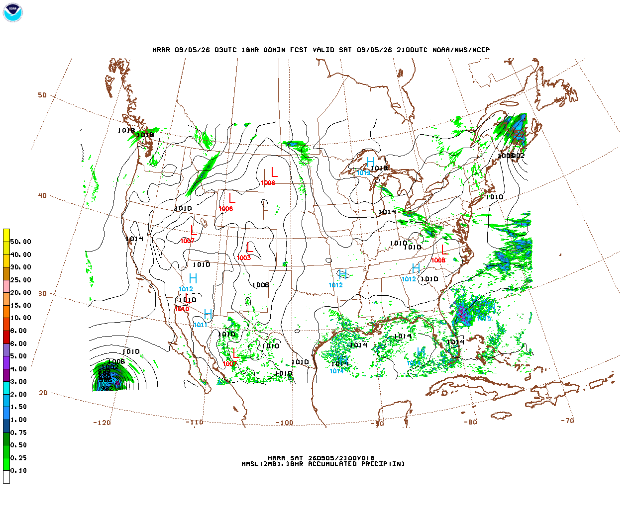 Latest 18 hour total precipitation forecast