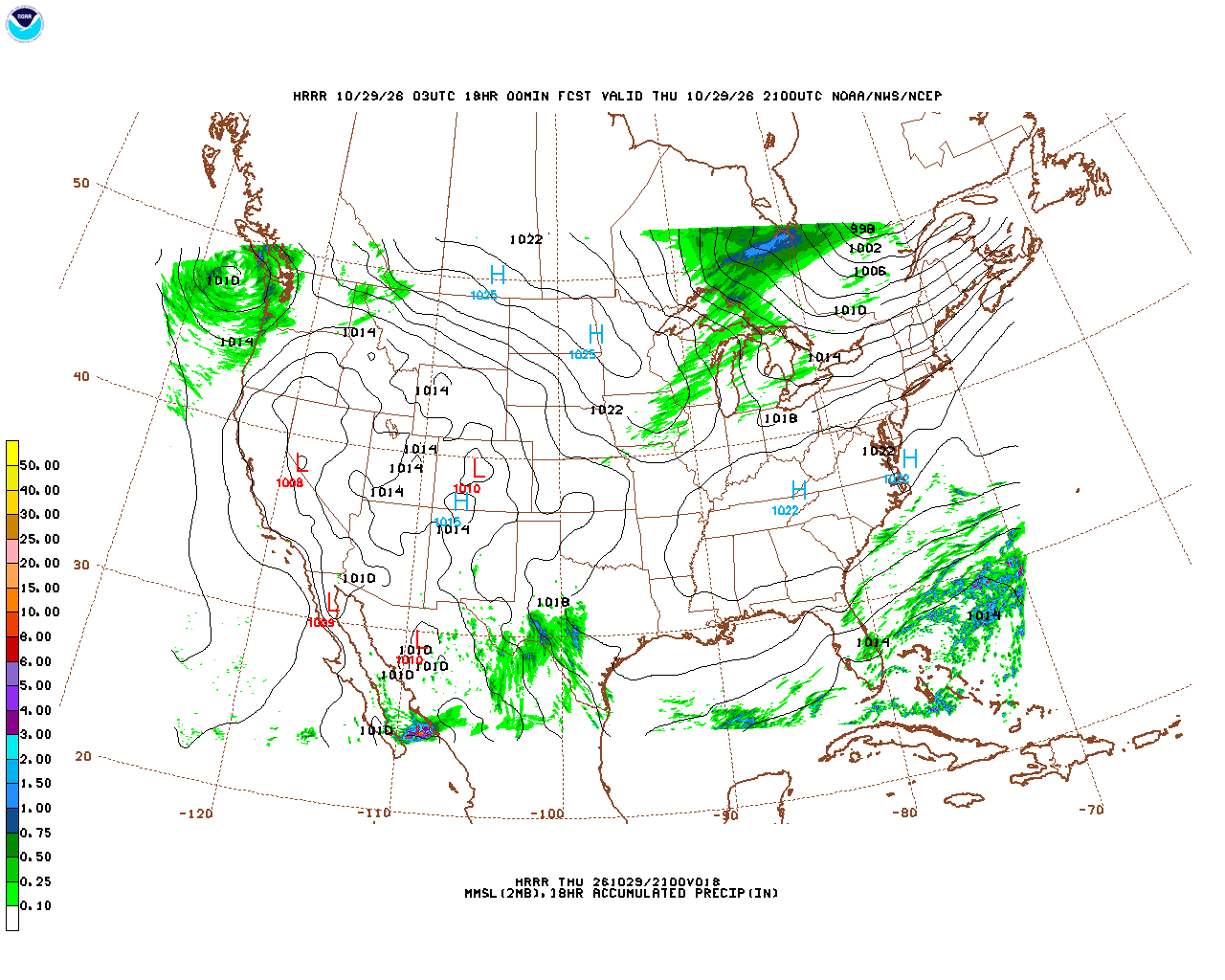 Latest 18 hour total precipitation forecast