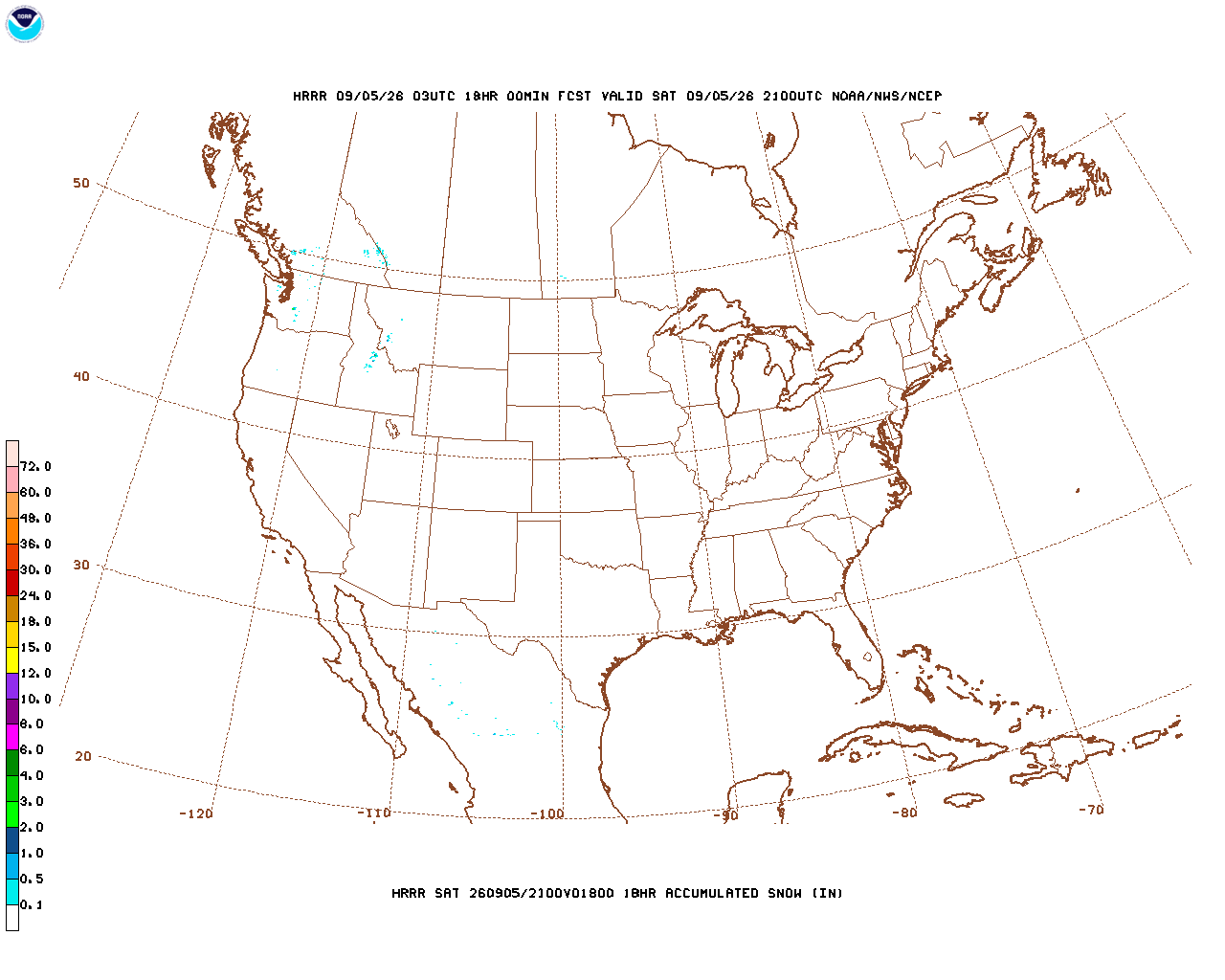 Latest 18 hour total precipitation forecast