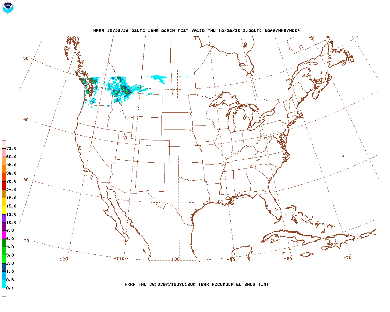 Latest 18 hour total precipitation forecast