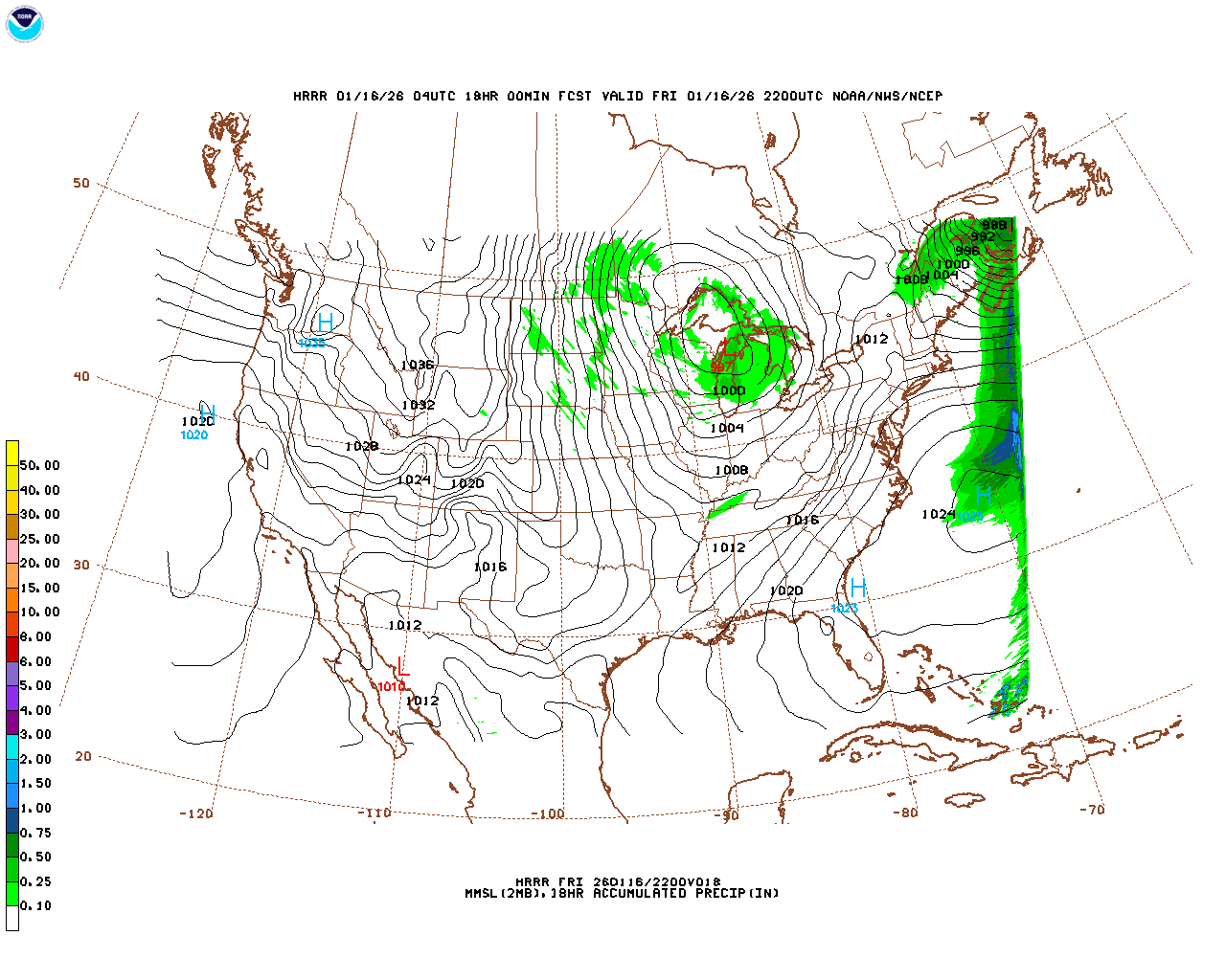 Latest 18 hour total precipitation forecast