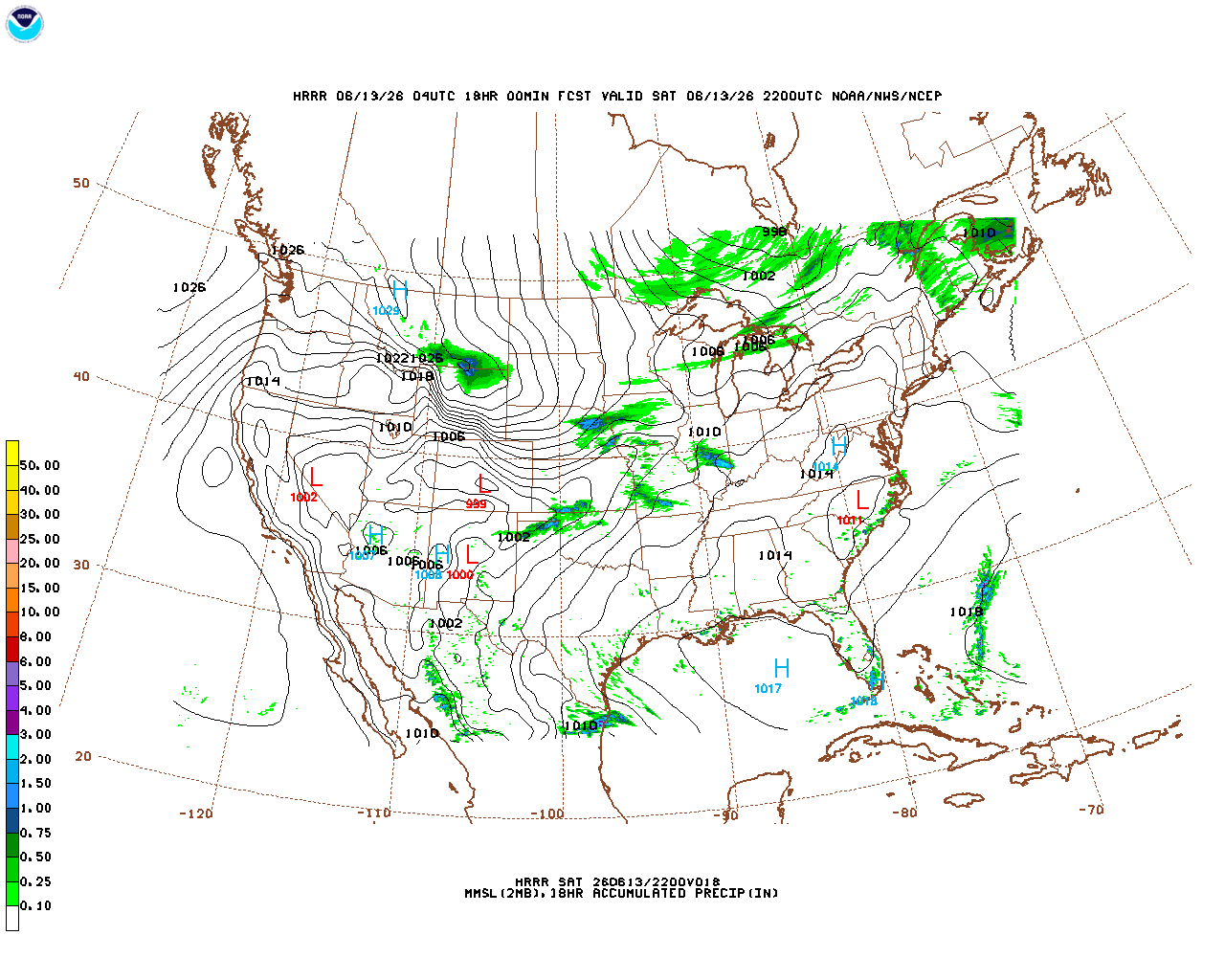 Latest 18 hour total precipitation forecast