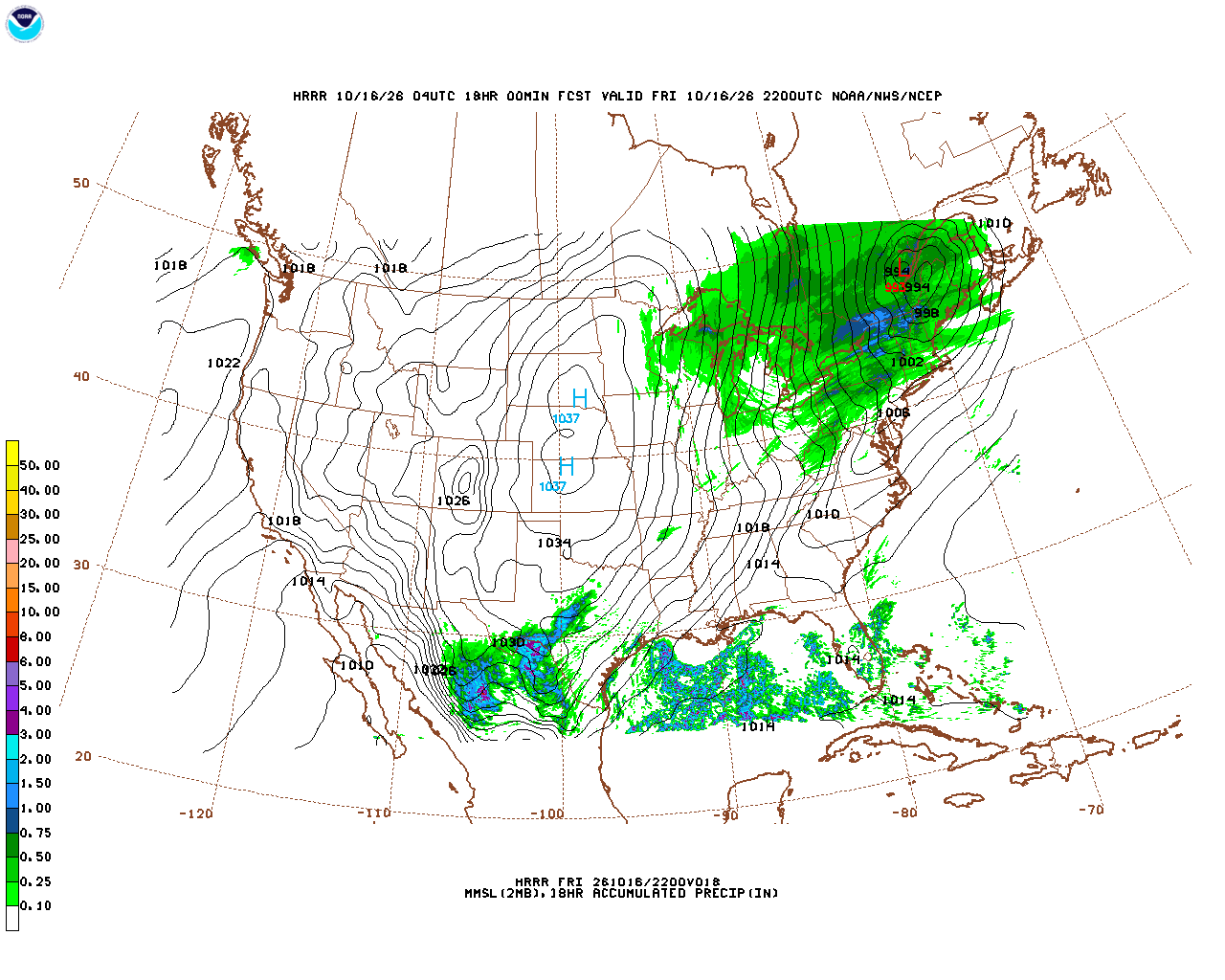 Click to enlarge the hourly precipitation forecast Latest 18 hour total precipitation forecast