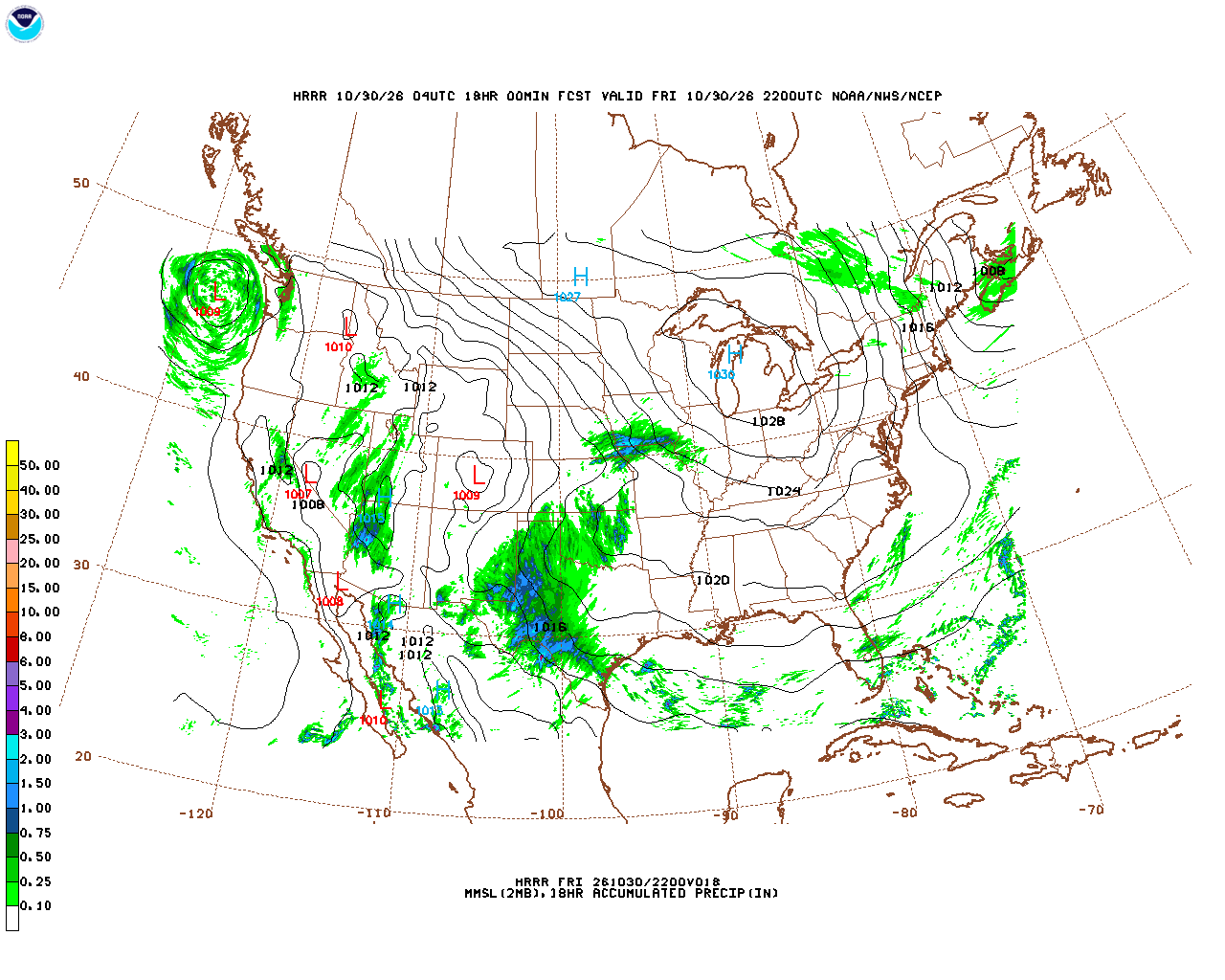 Latest 18 hour total precipitation forecast