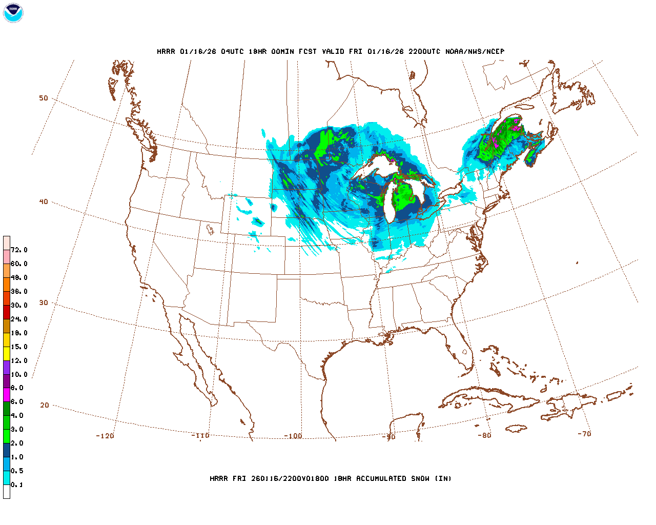 Latest 18 hour total precipitation forecast