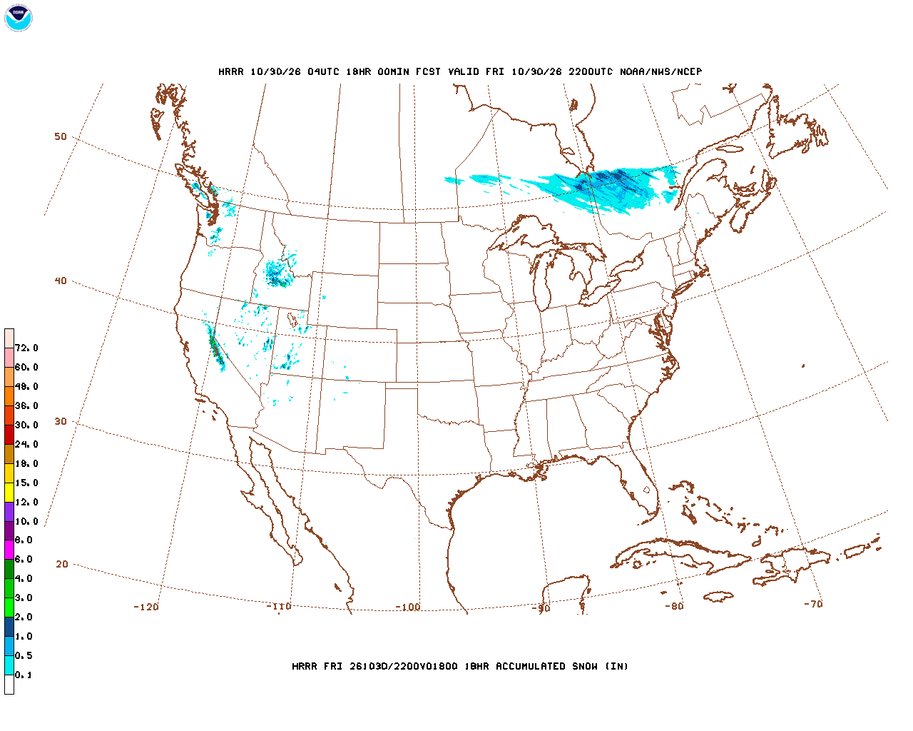 Latest 18 hour total precipitation forecast