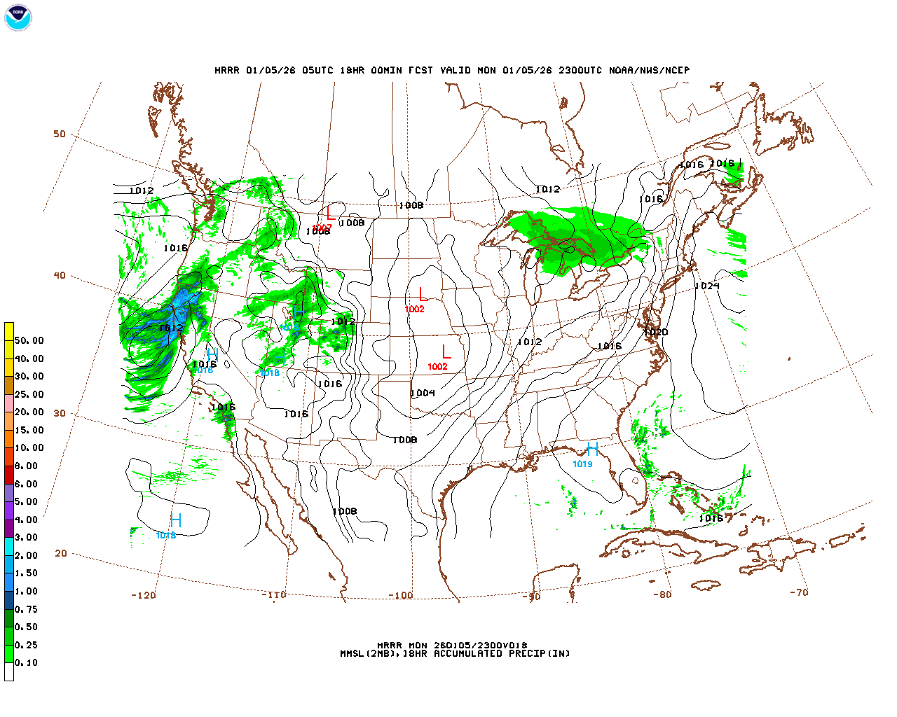Click to enlarge the hourly precipitation forecast Latest 18 hour total precipitation forecast