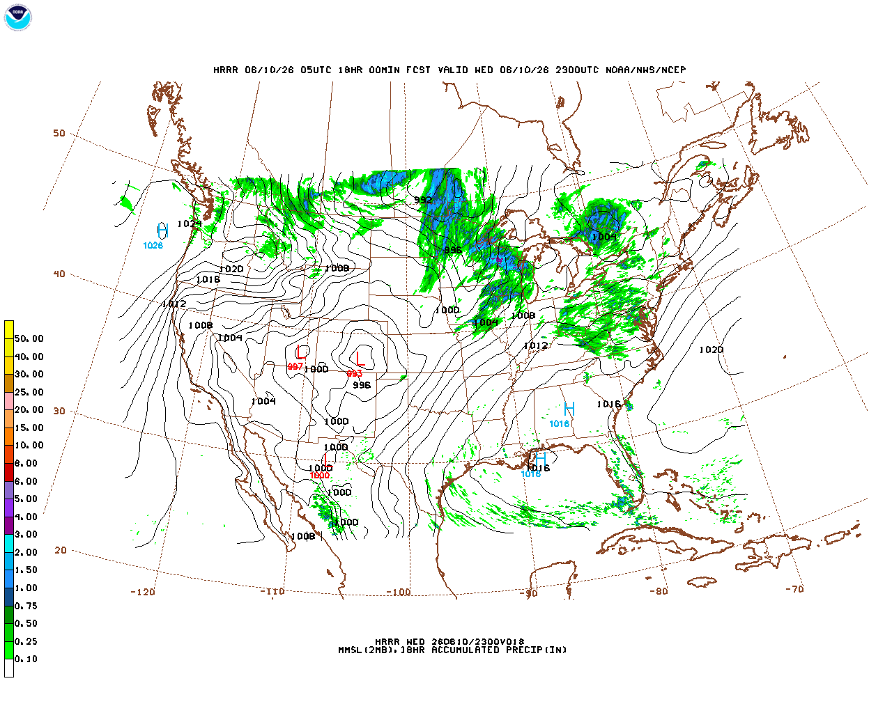 Latest 18 hour total precipitation forecast