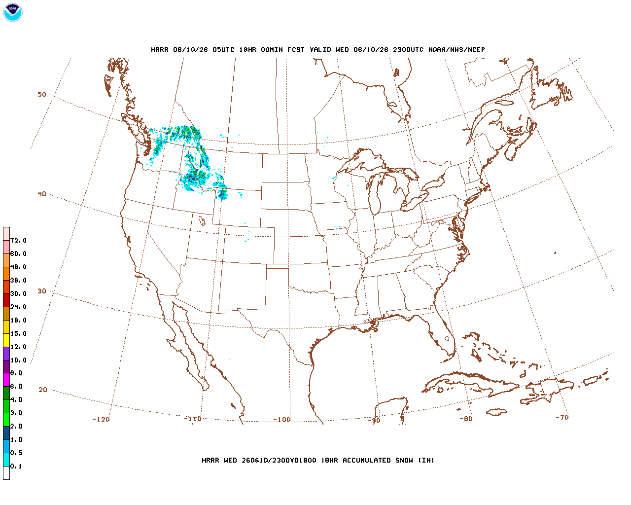 Latest 18 hour total precipitation forecast