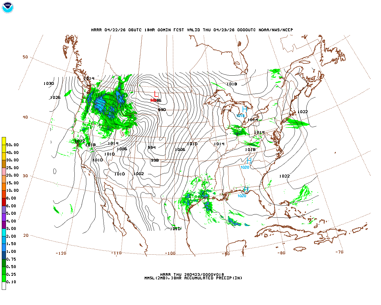 Latest 18 hour total precipitation forecast
