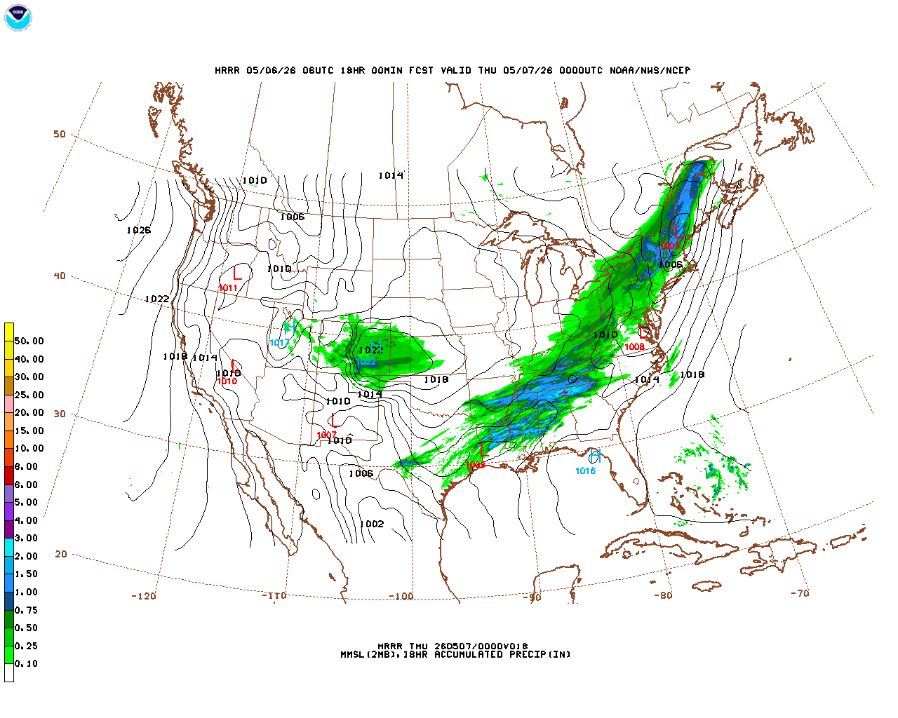 Latest 18 hour total precipitation forecast