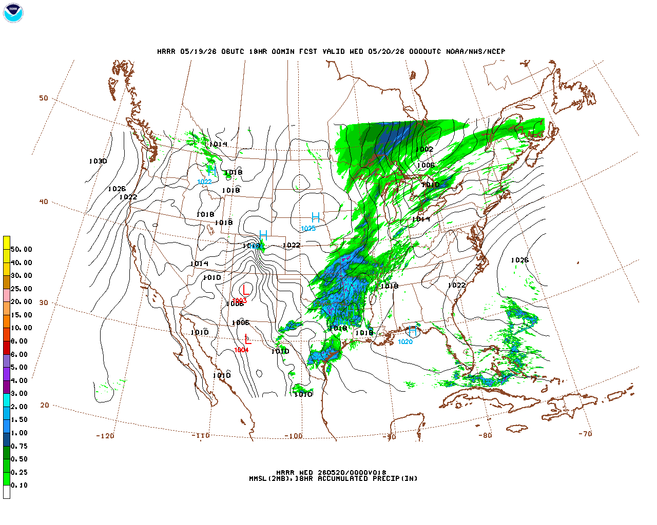 Latest 18 hour total precipitation forecast
