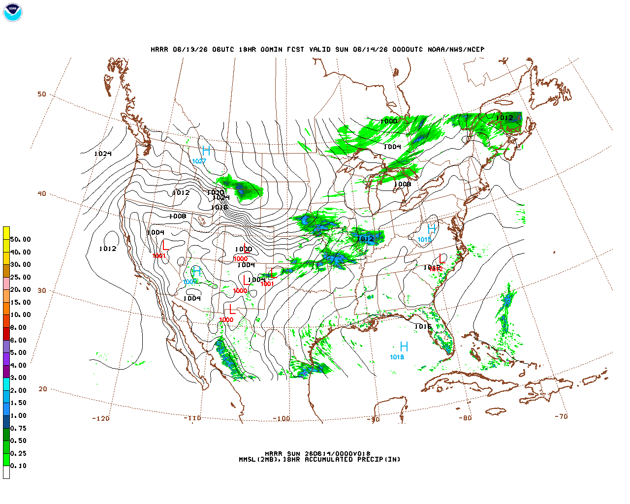 Latest 18 hour total precipitation forecast