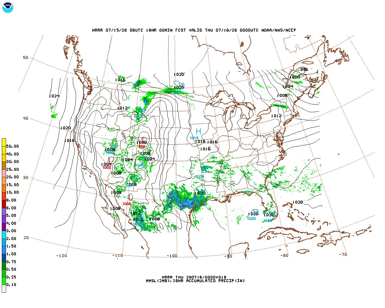 Latest 18 hour total precipitation forecast