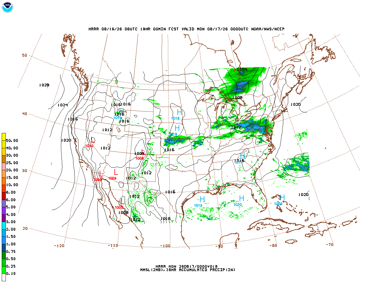 Click to enlarge the hourly precipitation forecast Latest 18 hour total precipitation forecast